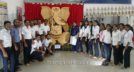 Ganesh image made out of biscuits in Udupi